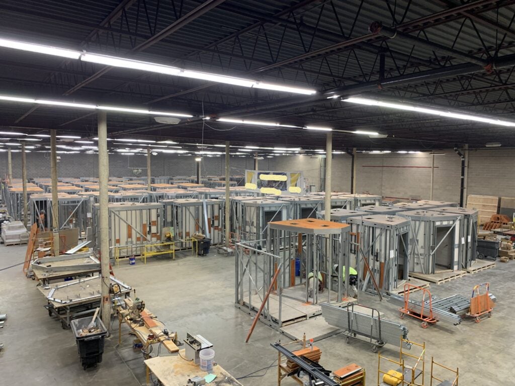 Fabrication Warehouse at SSM Health St. Louis University Hospital Bathroom Pods, St. Louis, MO