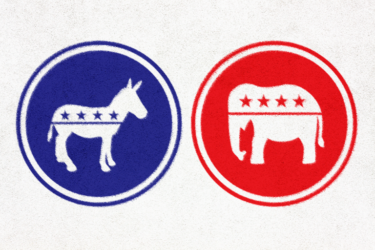 The symbols for the democratic and republican parties.